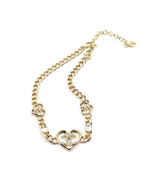 18K CC Heart Diamonds Chain Necklace - 图片 2