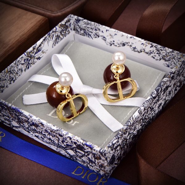 18K CD Tribales Brown Resin Pearls Earrings - 图片 5