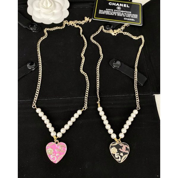 18K CC Pink & Black Heart Pearl Necklace - 图片 12