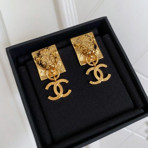 18K CC Lion Sharp Earrings - 图片 2