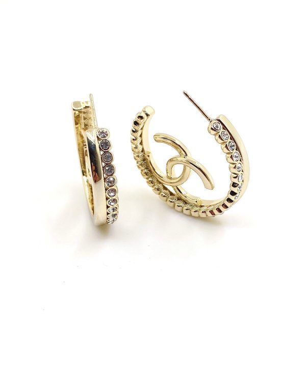 18K CC Circle Crystals Earrings - Image 3