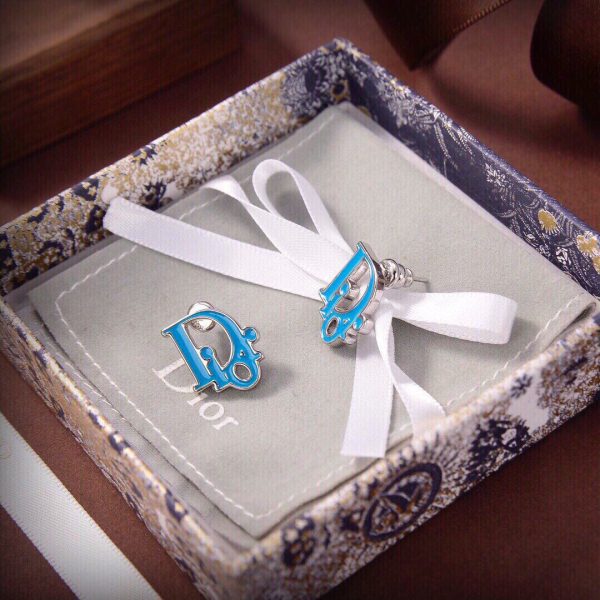 18K CD Blue Earrings - 图片 2