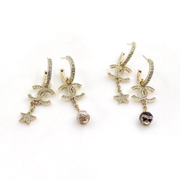 18K CC Star Pearls Pendant Earrings