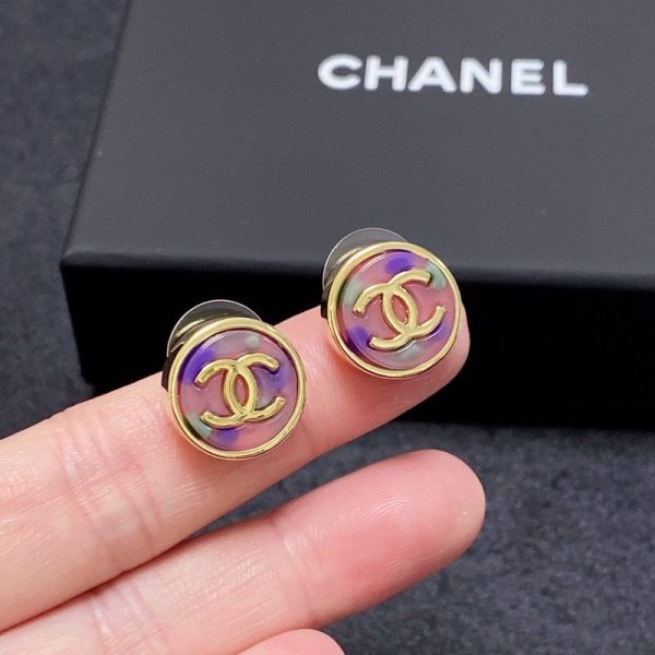 18K CC Colorful Round Earrings - 图片 5