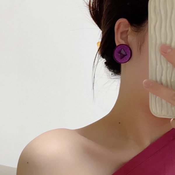 18K Vintage CC Purple Earrings - 图片 2