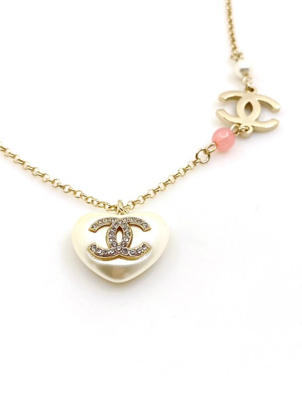 18K CC Pearl Heart Pink Necklace - 图片 2