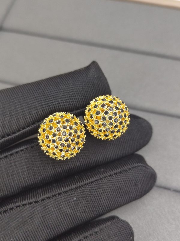 18K CD Tribales Black Stone-Effect Resin Pearls Earrings - 图片 6