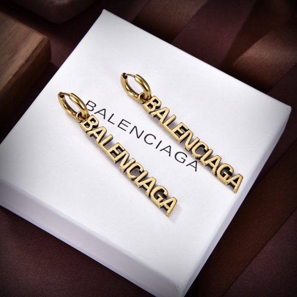 18K BB Typo Mirror Hoop Earrings - 图片 2