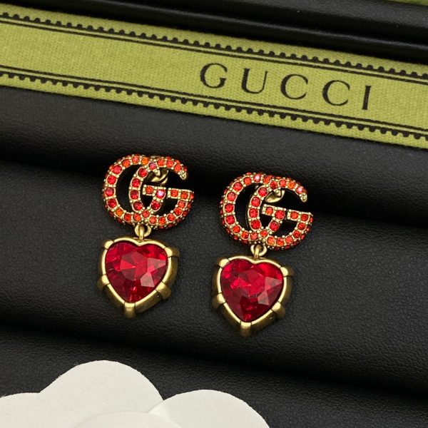 18K Double G Red Crystal Earrings
