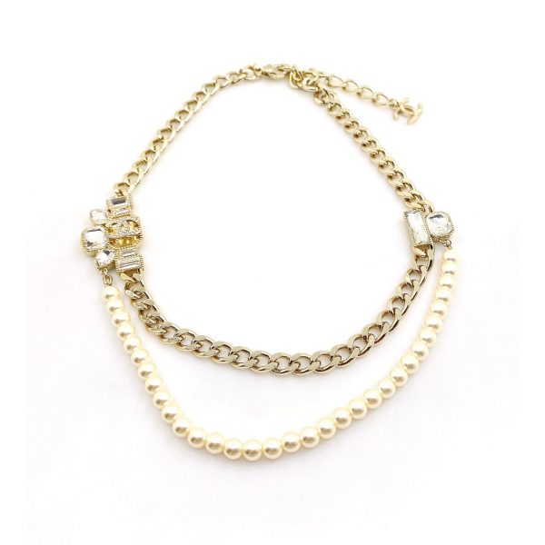 18K CC Pearls Crystals Necklace
