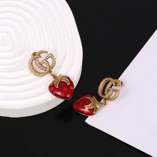 18K Double G Strawberry Earrings - 图片 2