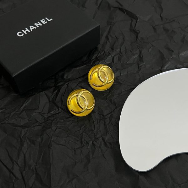 18K Vintage CC Yellow Crystal Earrings - 图片 4
