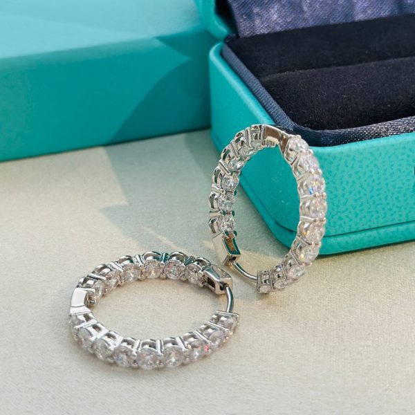 18K T Hoop Diamonds Earrings - 图片 3