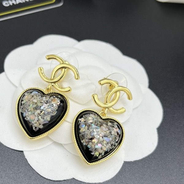18K CC Multi-Color Crystals Heart Earrings - 图片 2