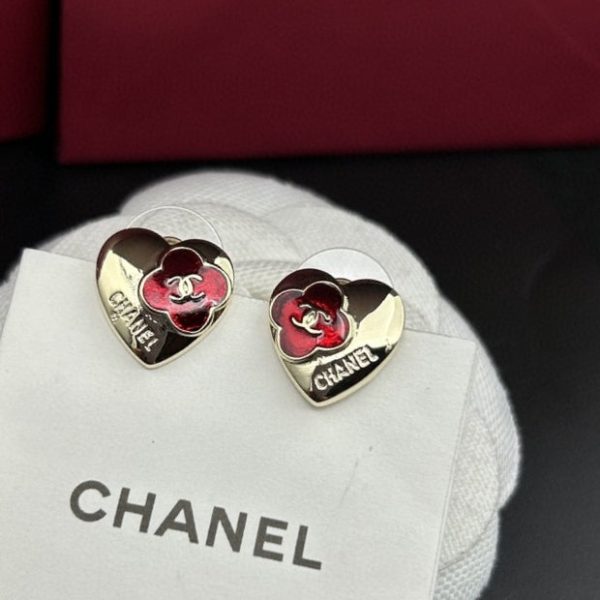 18K CC Red Heart Earrings - 图片 3