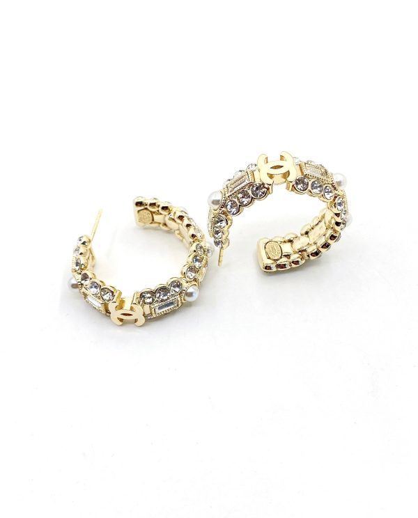 18K CC Crystals Circle Earrings - 图片 2