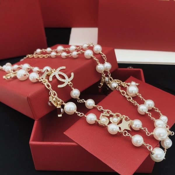 18K CC No.5 Star Long Pearl Necklace - 图片 3