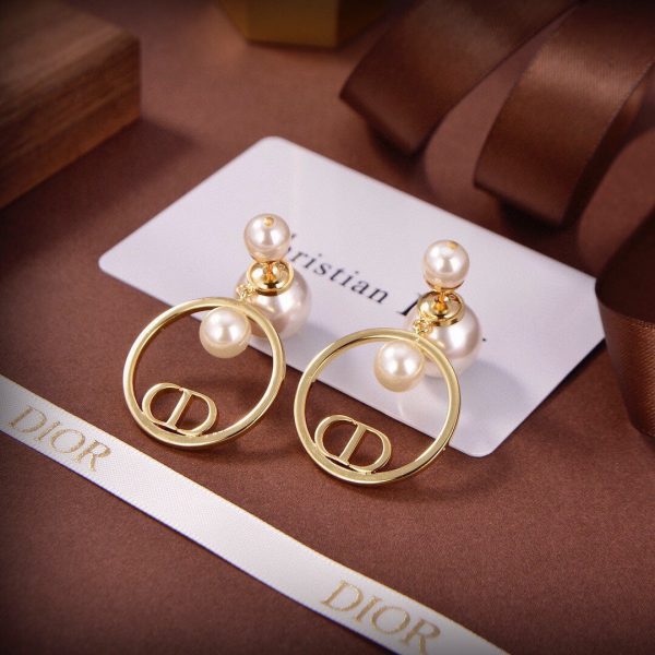 18K CD Circle Pearls Earrings - 图片 3