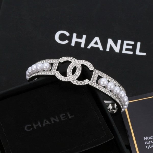 18K CC Pearl Open Cuff Bracelet - Image 2