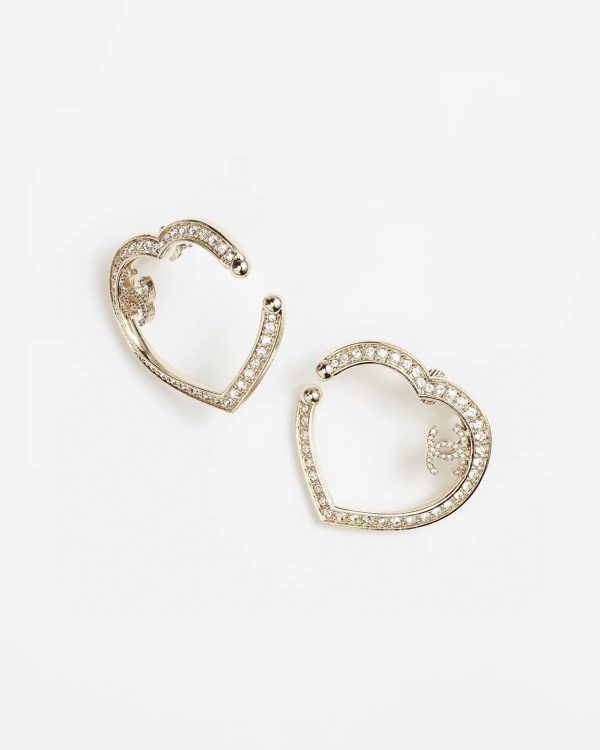 18K CC Diamond Heart Earrings - 图片 3