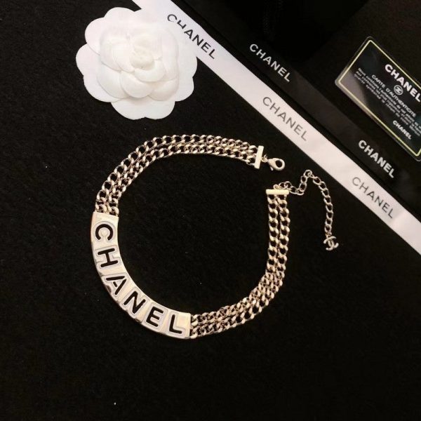 18K CC White Logo Choker Necklace - 图片 3