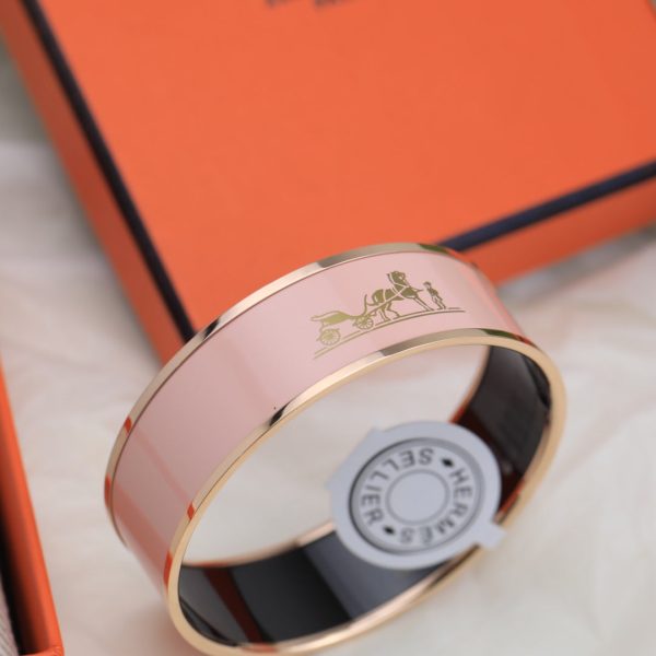 18K Enamel Calèche Wide Bangle H Bracelet - 图片 15