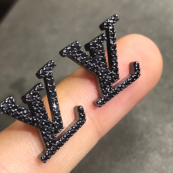 18k Louis Iconic Black Crystal Stud Earrings - 图片 2
