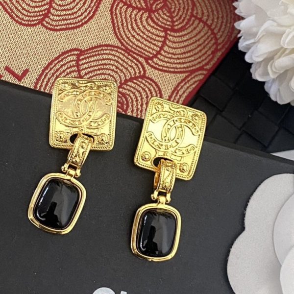 18K CC Black Crystal Earrings - Image 7