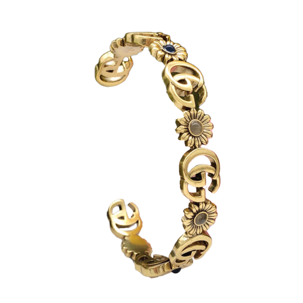 18K Double G Flowers Open Cuff Bracelet