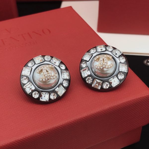 18K CC Crystals Black Earrings - 图片 6