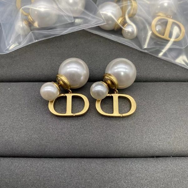 18K Petit CD Pearl Earrings - 图片 2
