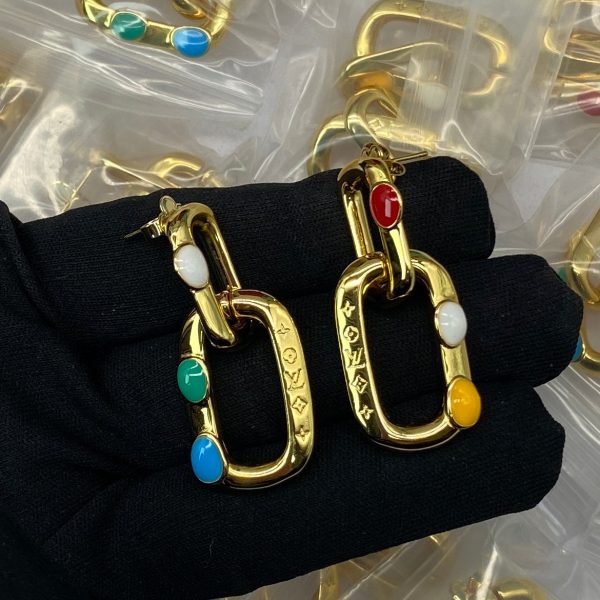 18k Louis x YK LV Edge Painted Dots Earrings - 图片 2