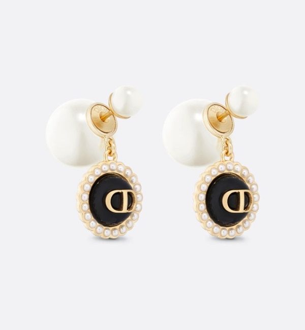 18K CD Black Pearls Earrings