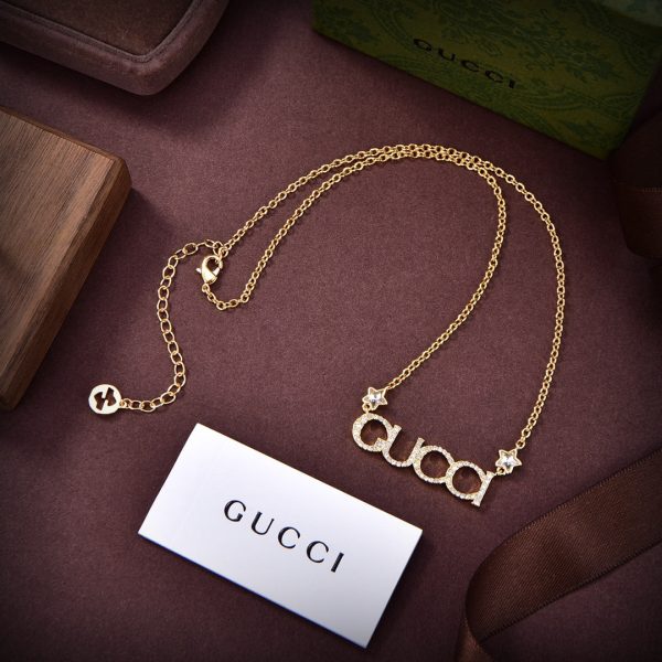 18K Double G Embellished Script Letter Necklace - 图片 4