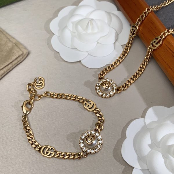 18K Double G Interlocking G Pearl Chain Bracelet - 图片 3