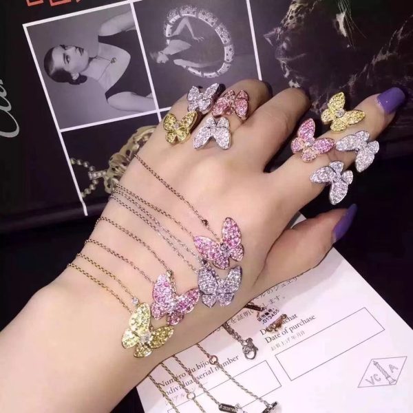 18K Two Butterfly Between the Finger Sapphire Ring - 图片 5
