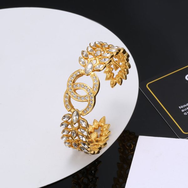 18K CC Crystals Open Cuff Bracelet - Image 3