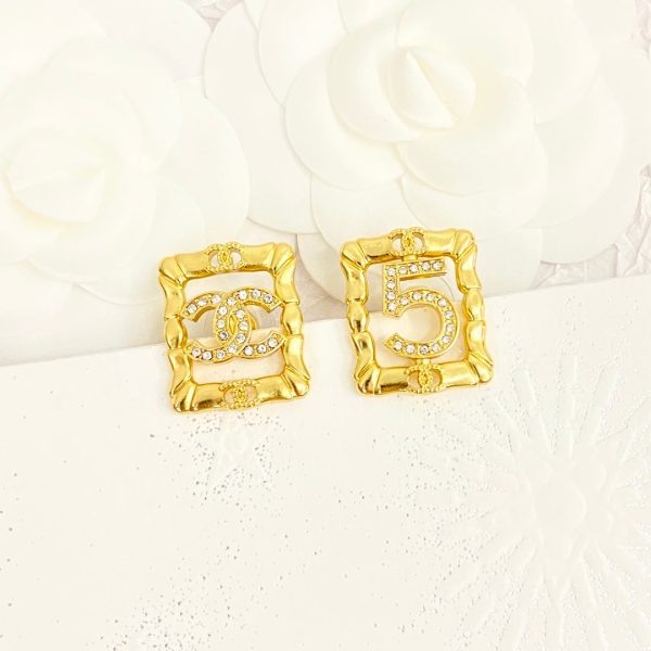 18K CC No.5 Square Diamond Earrings - 图片 2