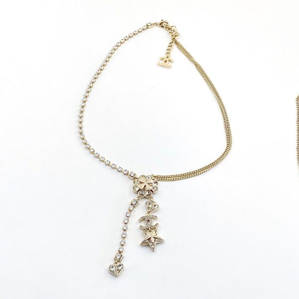 18K CC Heart Crystals Chain Necklace