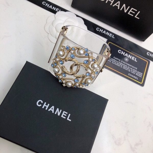 18K CC Transparent Cuff Bracelet - Image 9