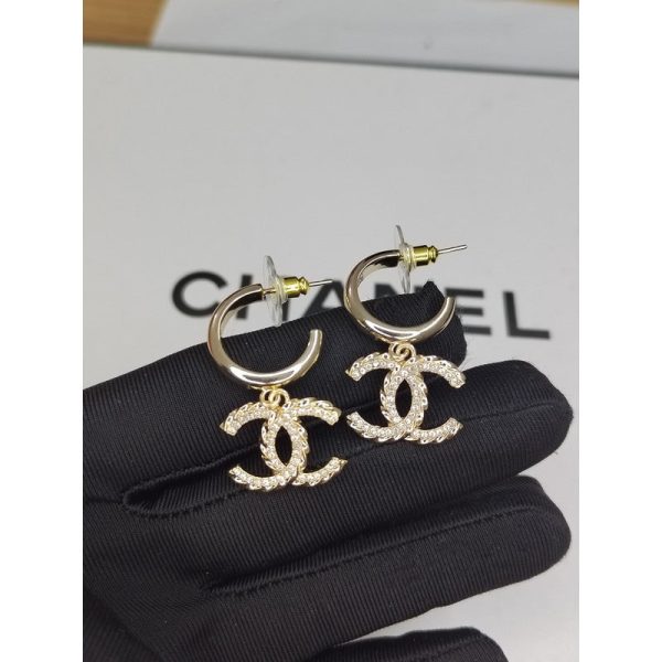 18K CC Diamond Pendant Earrings - 图片 2
