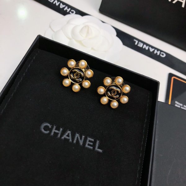 18K CC Flower Pearls Earrings - 图片 2
