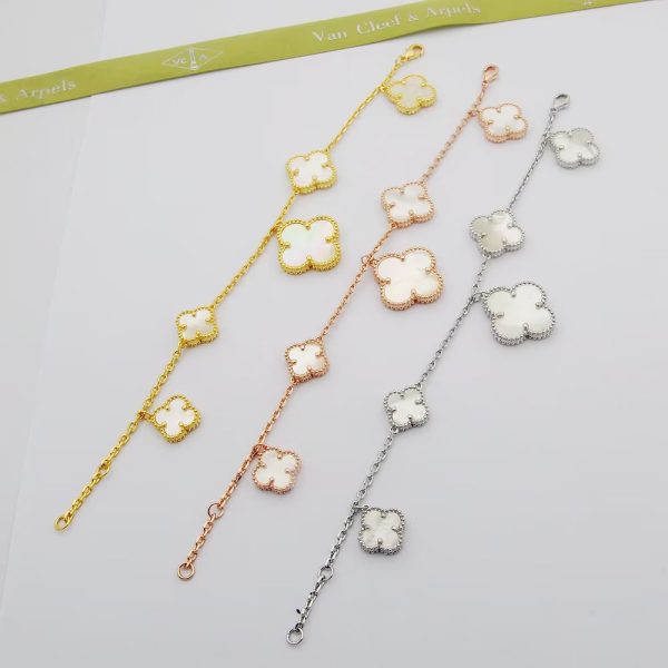 18K Magic Alhambra Five Pearls Motifs Clover Bracelet - 图片 4
