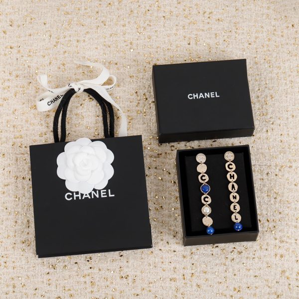 18K CC Script Pendant Earrings - 图片 3