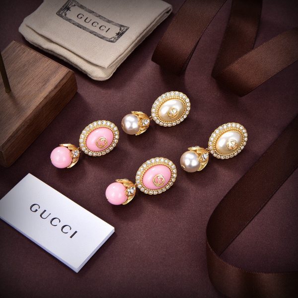 18K Double G Pearl Earrings - 图片 3