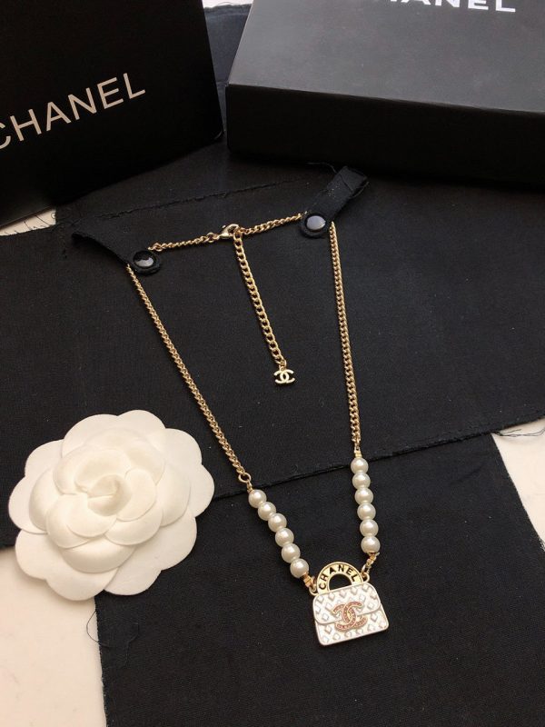 18K CC Pearls Bag Pendant Necklace - 图片 4