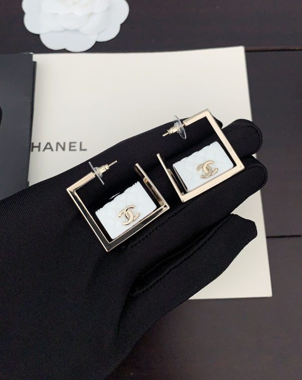 18K CC White Bag Pendant Earrings - 图片 2