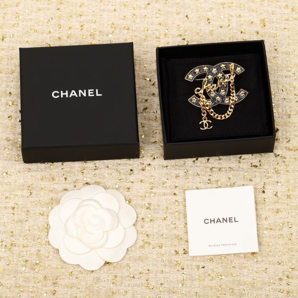 18K CC Black Chain Brooch - 图片 3