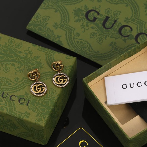 18K Double G Crystals Vintage Earrings - 图片 2
