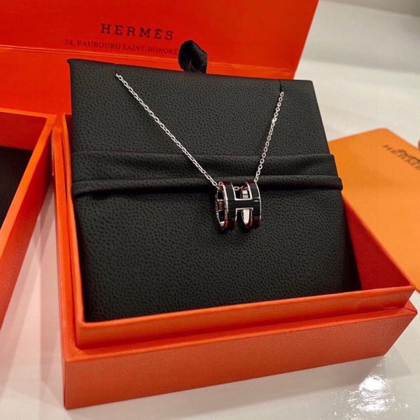 18K Mini Pop H Black Necklace - 图片 4
